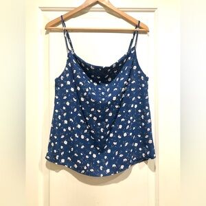 Blue Floral Cowl Neck Cami Top